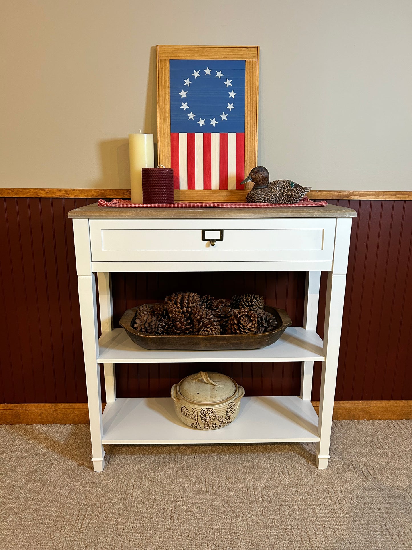 Betsy Ross Flag Barn Quilt | Handmade Patriotic Wood Wall Art