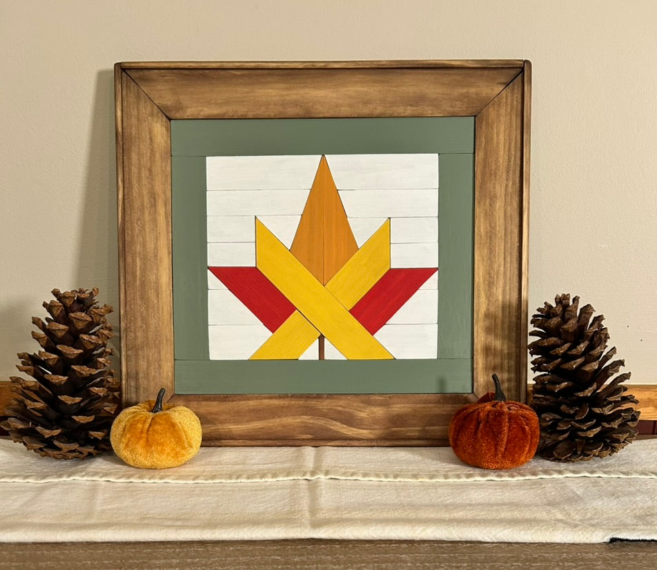 Autumn Maple Leaf Barn Quilt | Handmade Wood Fall Wall Decor