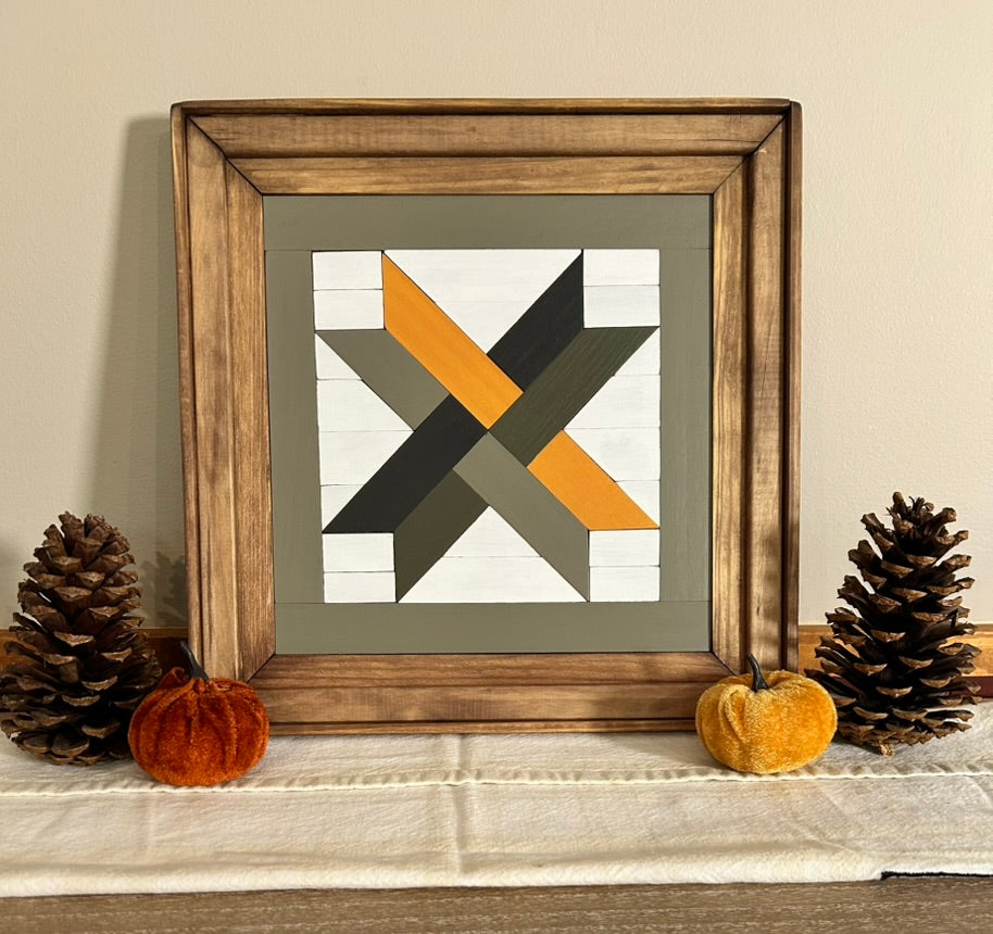 Mustard Gold & Black Geometric Barn Quilt | Handmade Wooden Farmhouse Wall Art