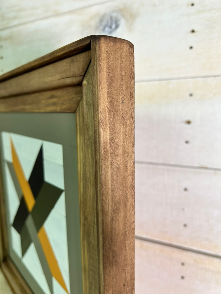 Mustard Gold & Black Geometric Barn Quilt | Handmade Wooden Farmhouse Wall Art