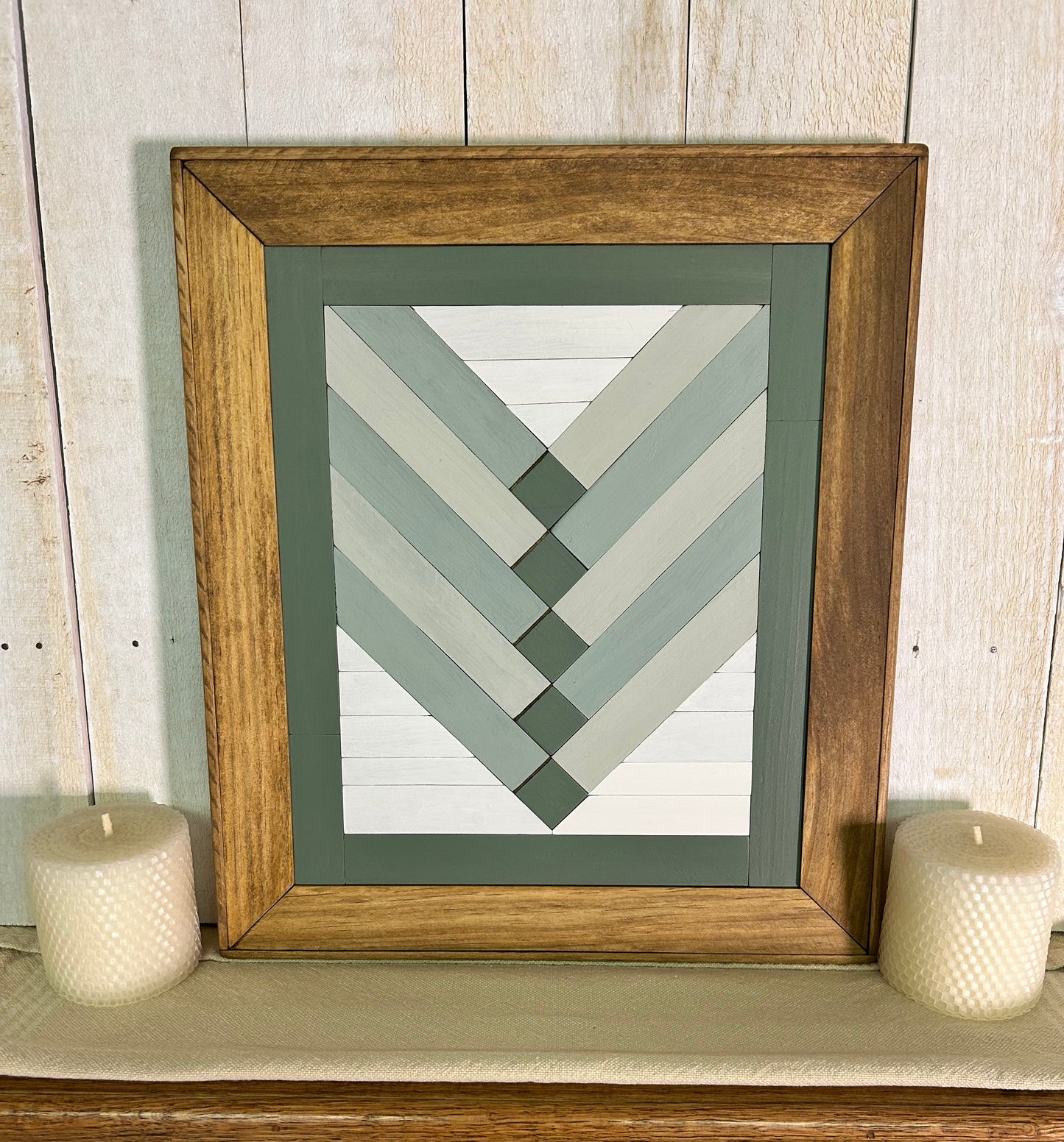 Sage Green Chevron Barn Quilt | Handmade Wooden Farmhouse Wall Art