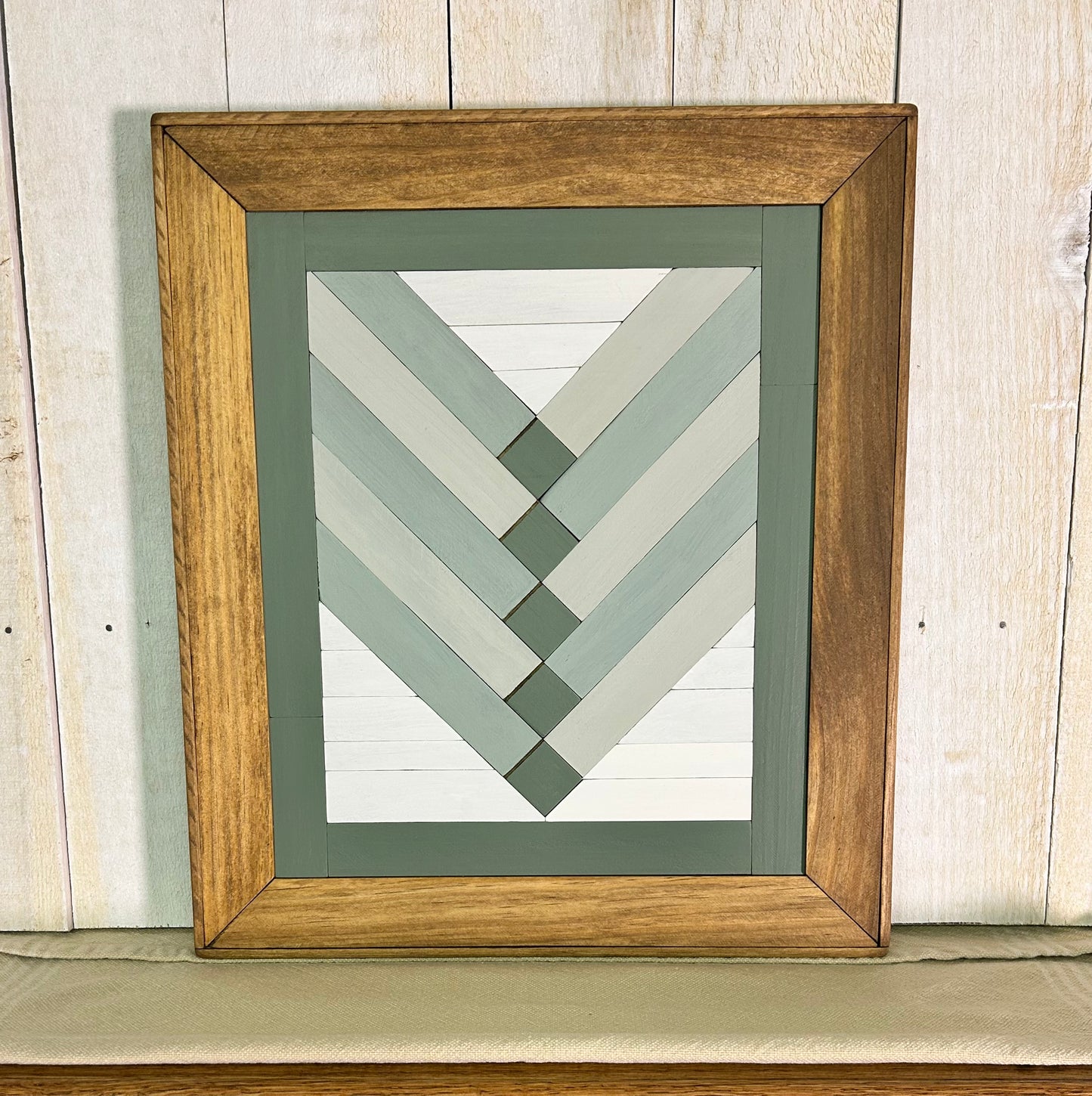 Sage Green Chevron Barn Quilt | Handmade Wooden Farmhouse Wall Art