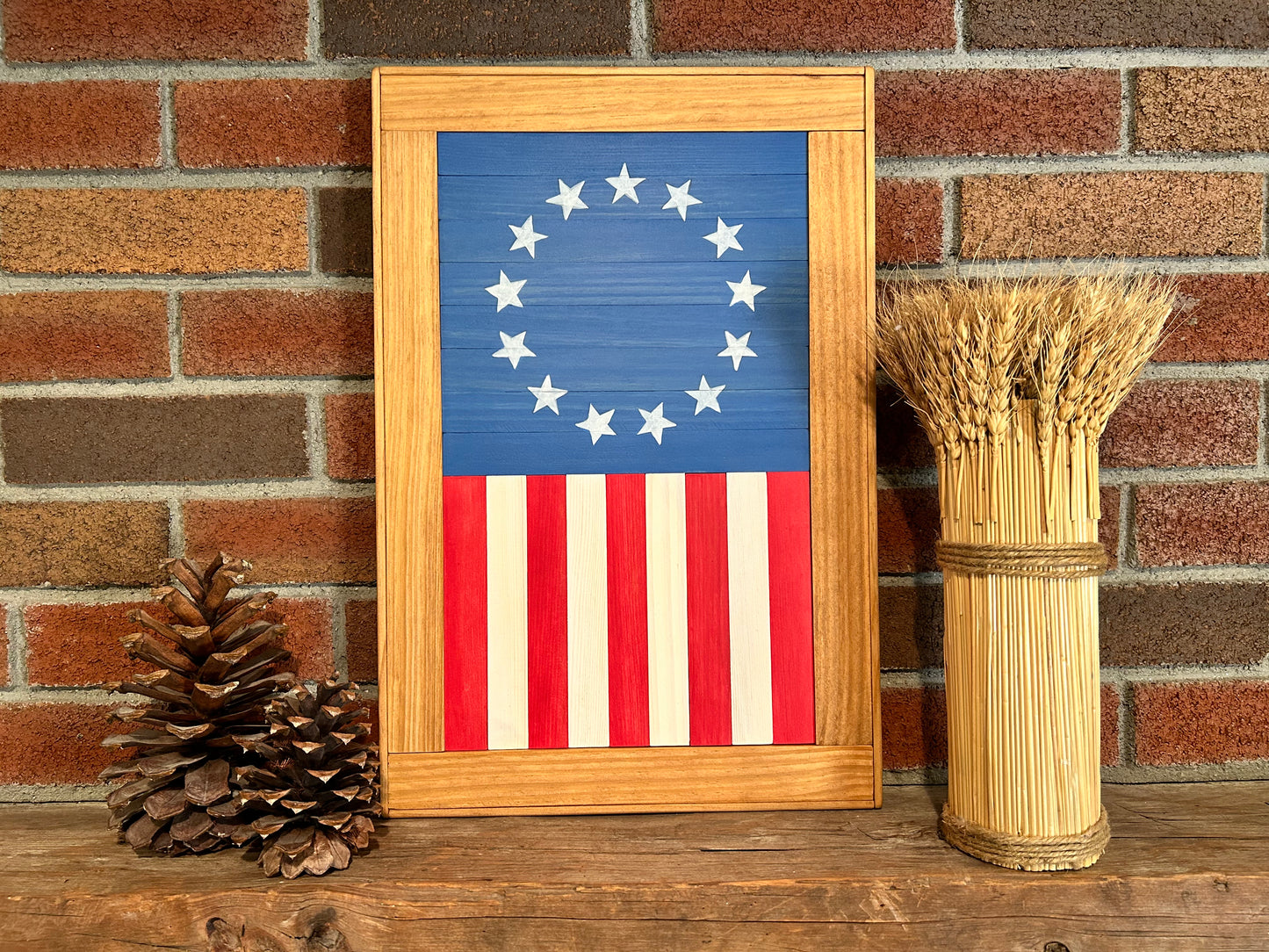 Betsy Ross Flag Barn Quilt | Handmade Patriotic Wood Wall Art
