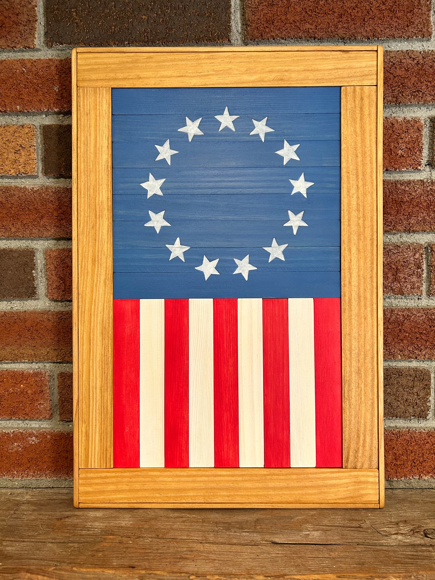 Betsy Ross Flag Barn Quilt | Handmade Patriotic Wood Wall Art