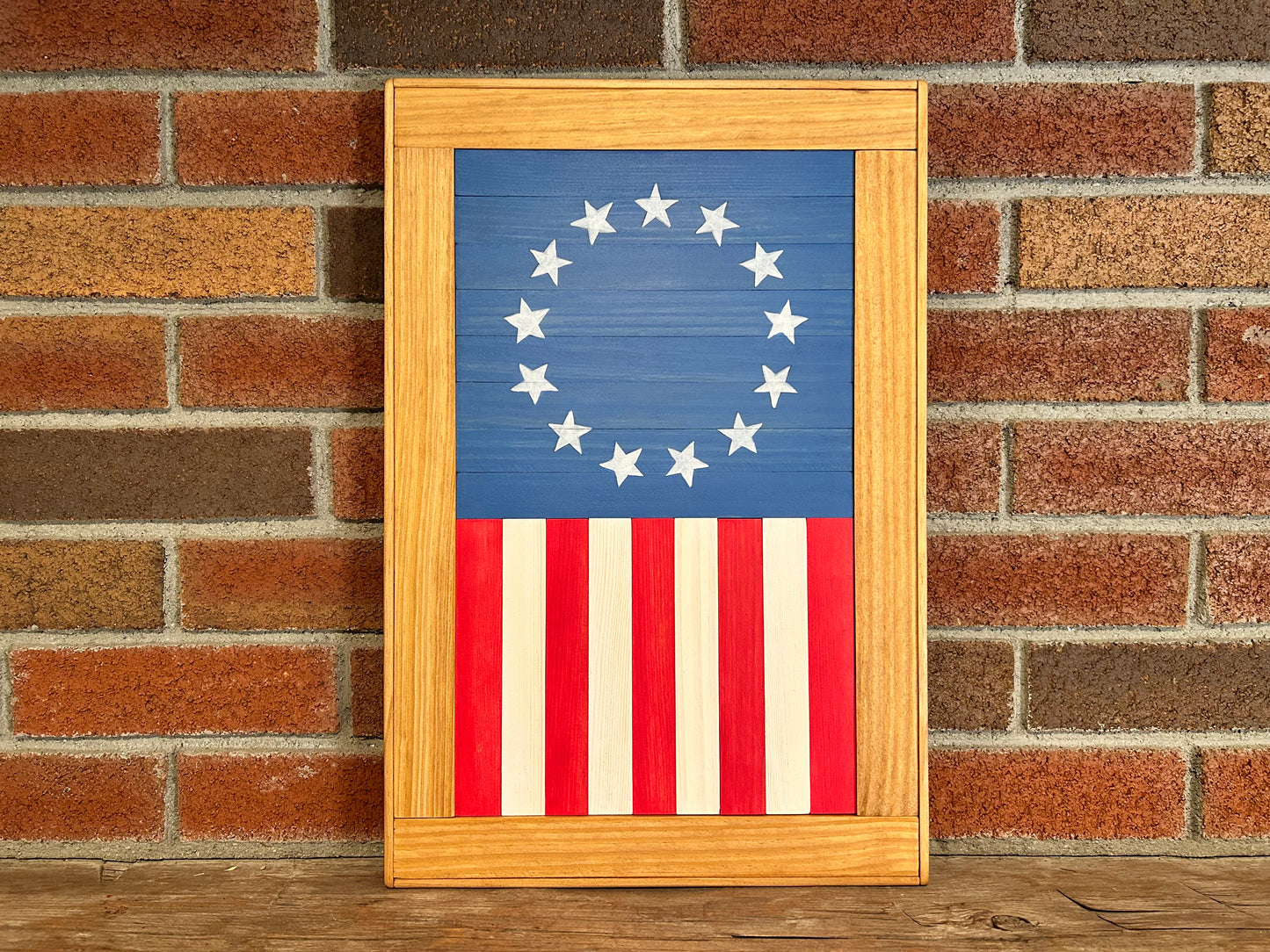 Betsy Ross Flag Barn Quilt | Handmade Patriotic Wood Wall Art