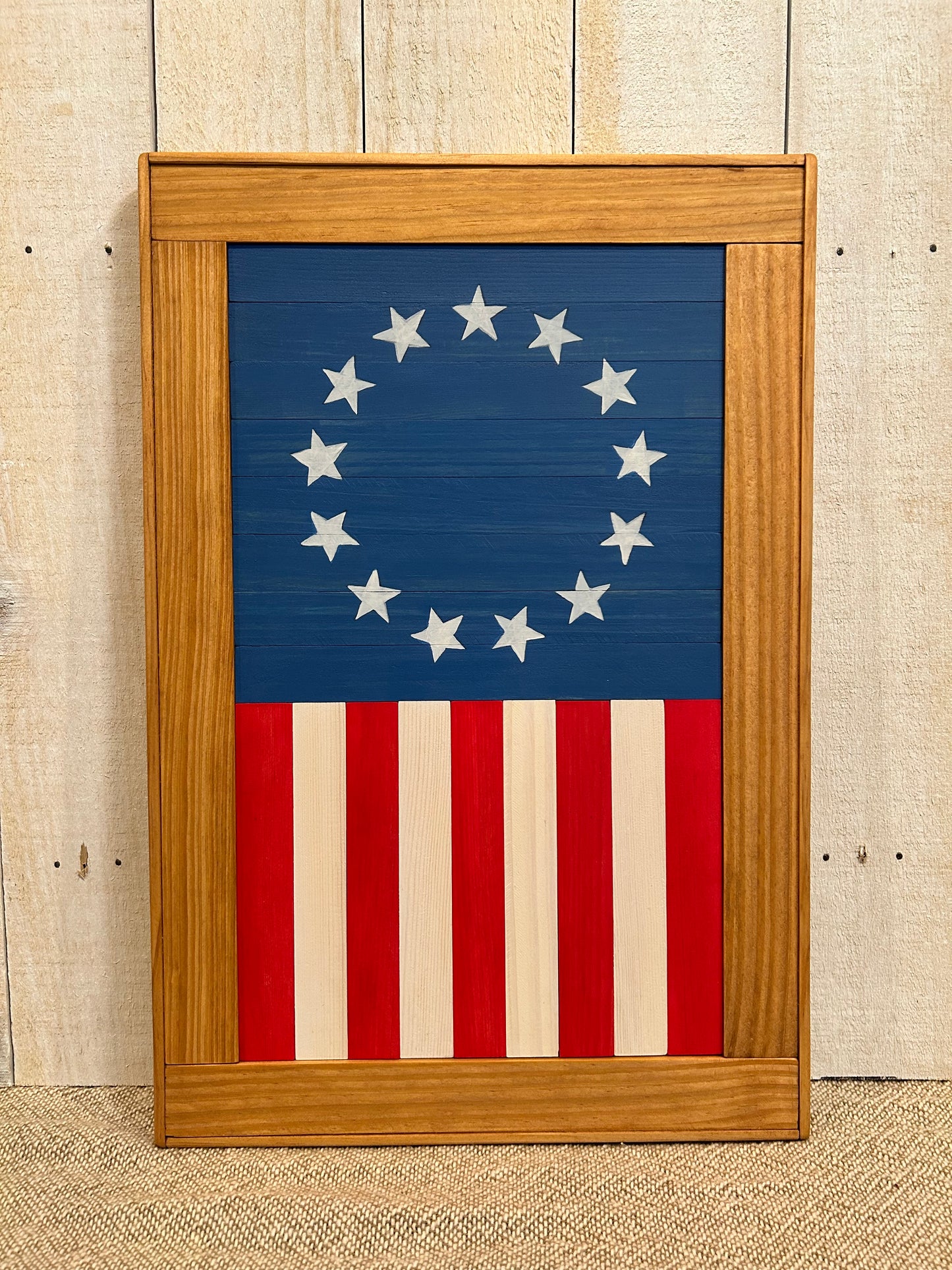 Betsy Ross Flag Barn Quilt | Handmade Patriotic Wood Wall Art