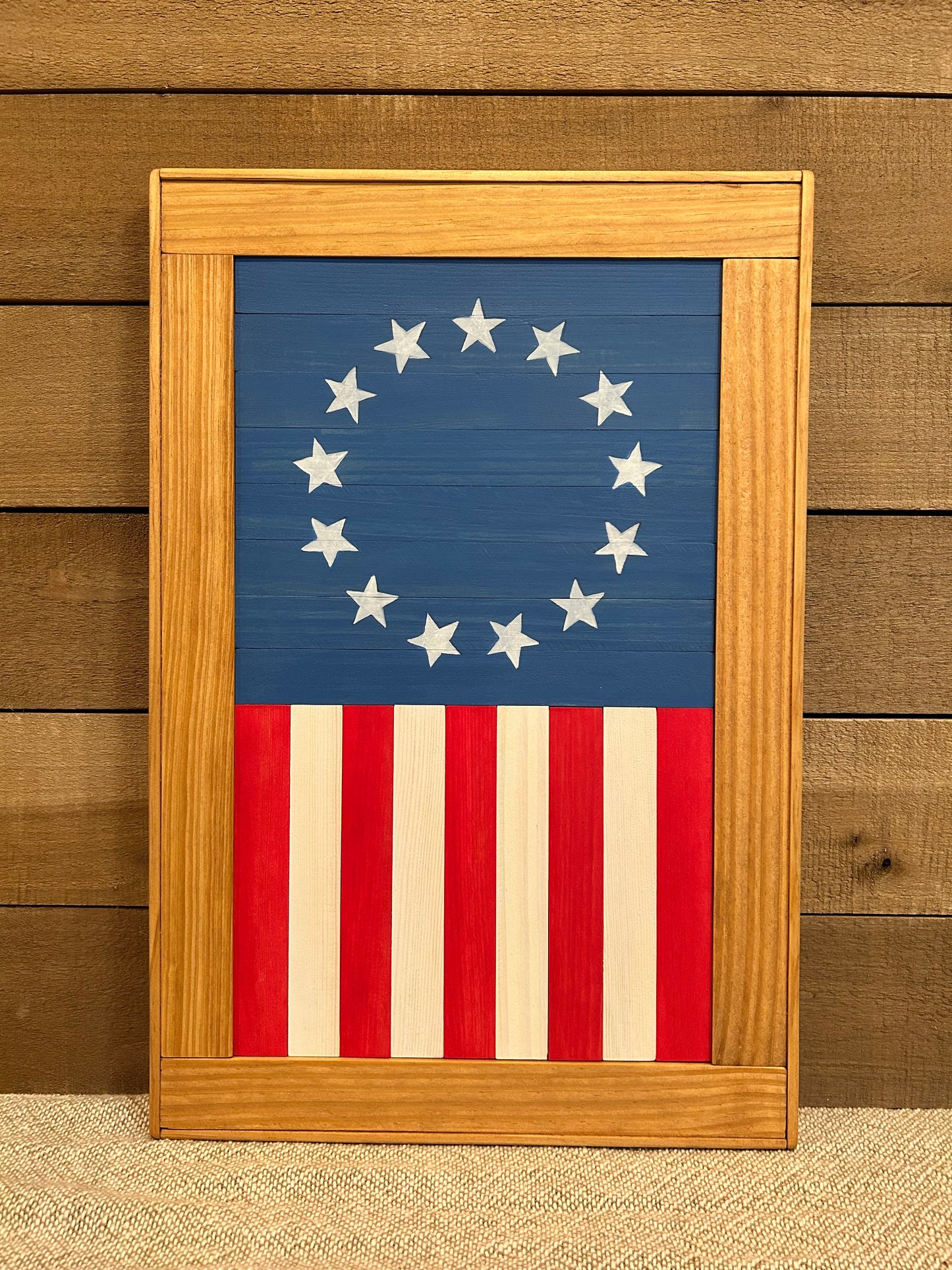 Betsy Ross Flag Barn Quilt | Handmade Patriotic Wood Wall Art