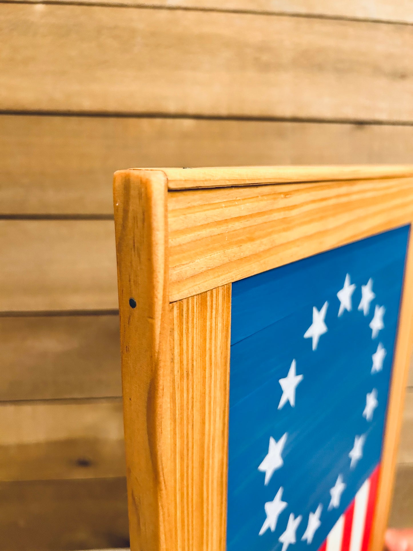 Betsy Ross Flag Barn Quilt | Handmade Patriotic Wood Wall Art