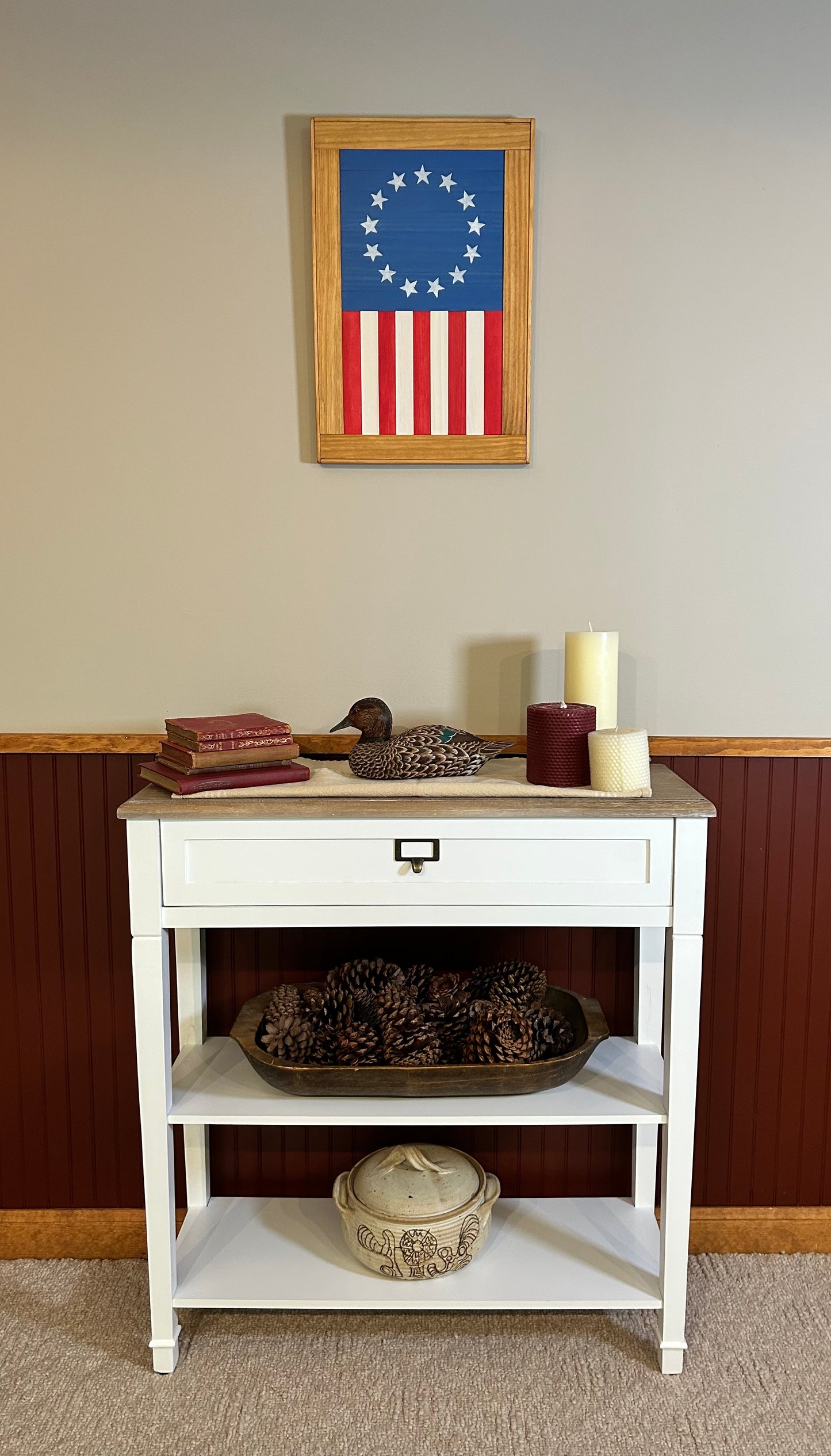 Betsy Ross Flag Barn Quilt | Handmade Patriotic Wood Wall Art
