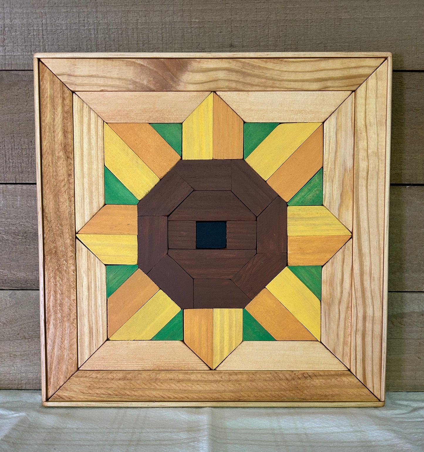 Handcrafted Sunflower Barn Quilt | Wooden Farmhouse Wall Art