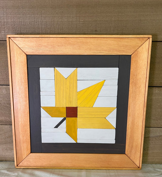 Golden Maple Leaf Barn Quilt | Handmade Wood Fall Farmhouse Wall Art