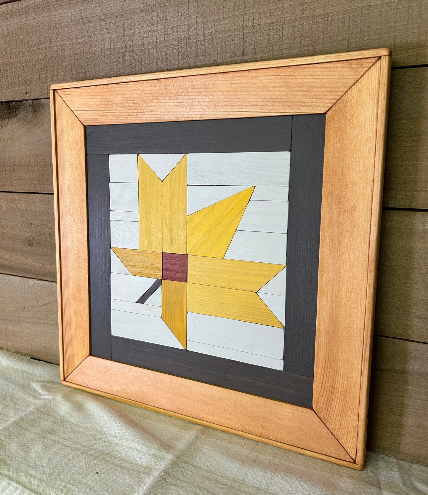 Golden Maple Leaf Barn Quilt | Handmade Wood Fall Farmhouse Wall Art