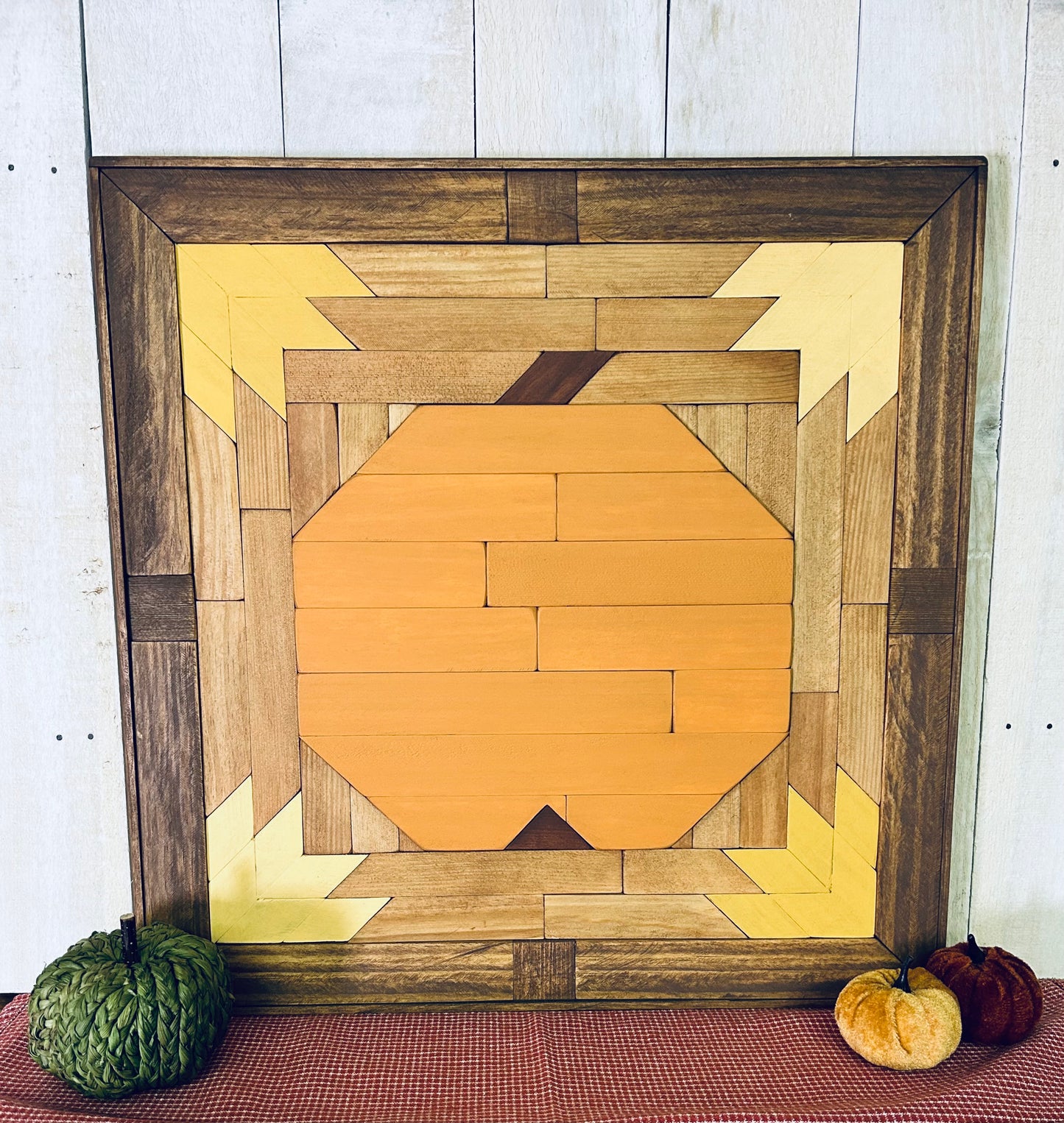 Pumpkin Barn Quilt | Handmade Wood Fall Farmhouse Wall Art