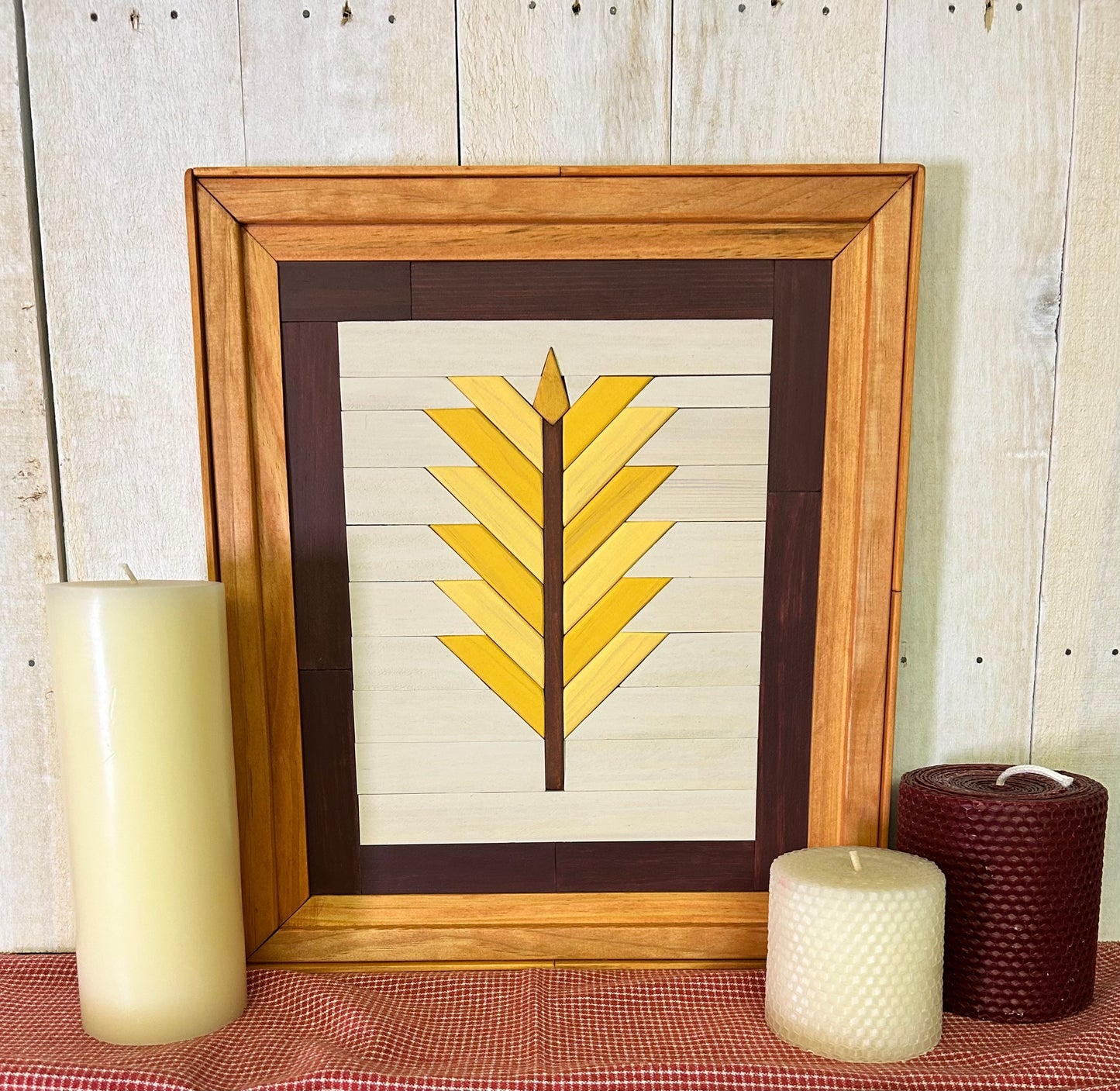 Handcrafted Wheat Stalk Barn Quilt | Wooden Farmhouse Wall Art