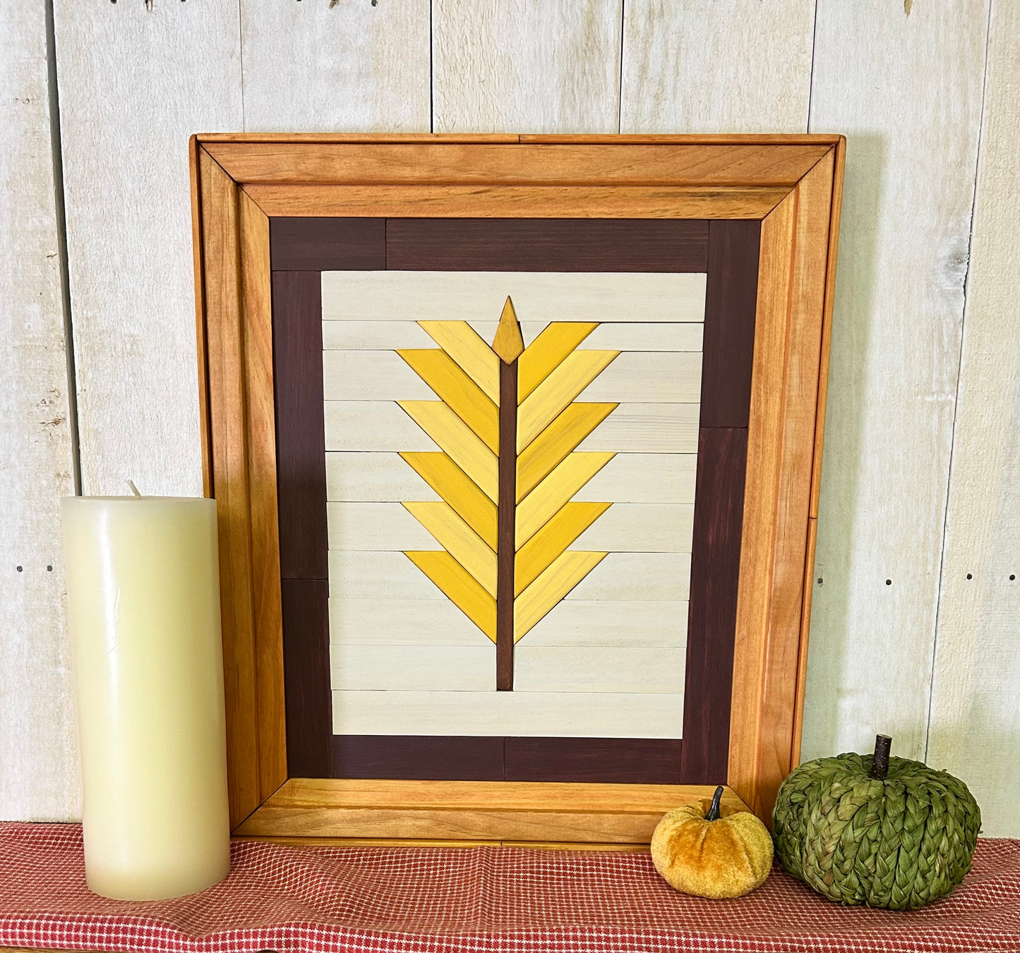 Handcrafted Wheat Stalk Barn Quilt | Wooden Farmhouse Wall Art