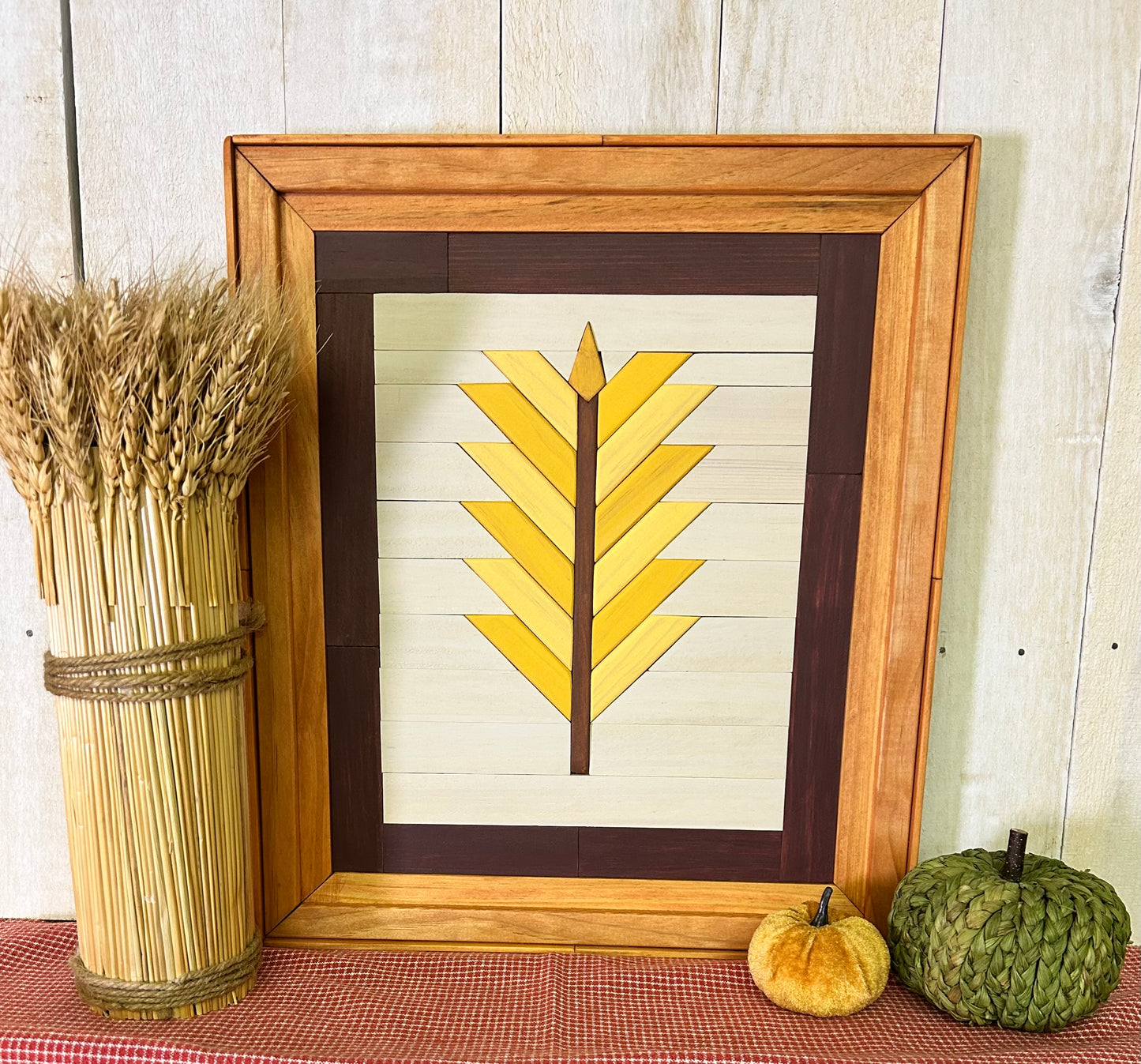 Handcrafted Wheat Stalk Barn Quilt | Wooden Farmhouse Wall Art