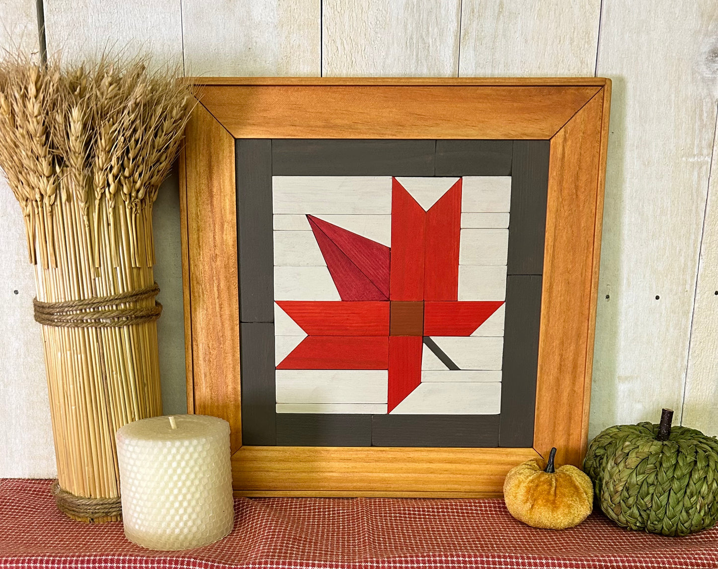 Autumn Maple Leaf Barn Quilt | Handmade Wood Fall Wall Decor