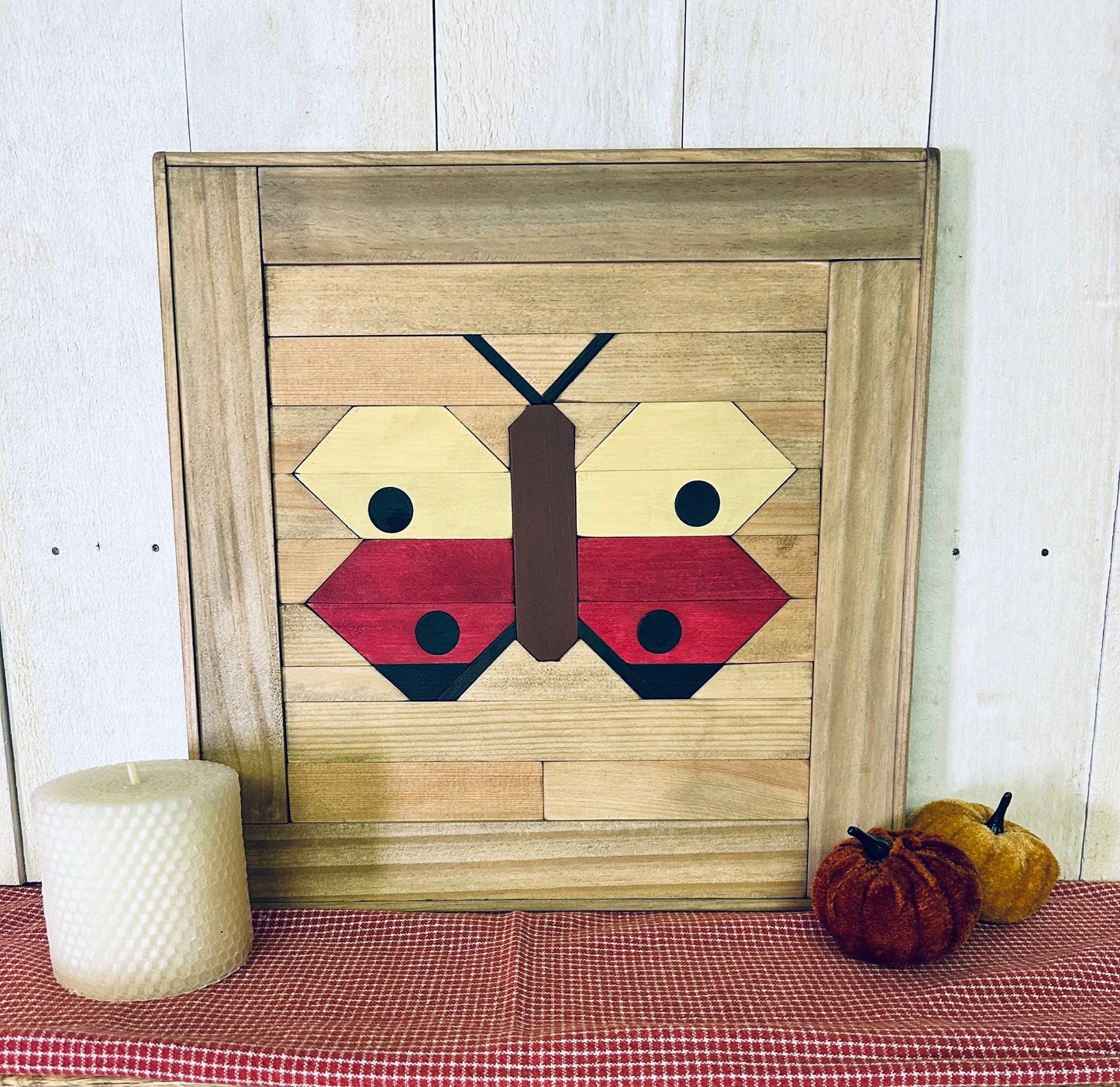 Handmade Butterfly Barn Quilt | Rustic Farmhouse Wood Wall Art