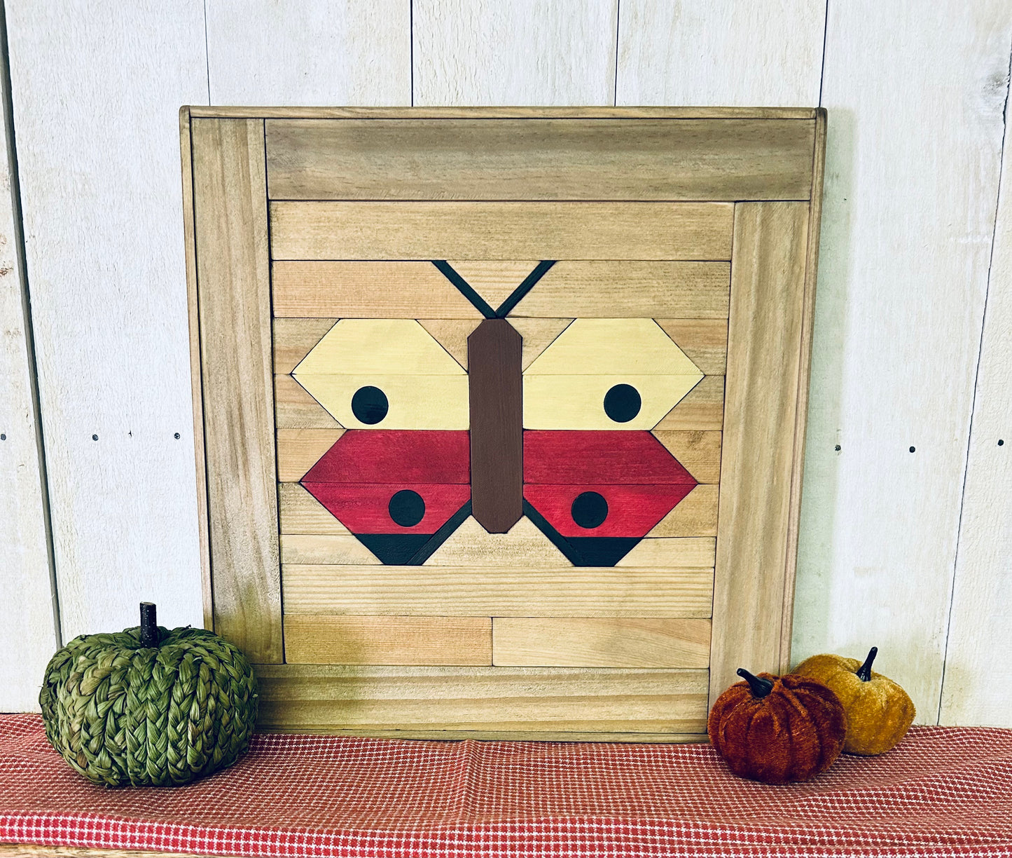 Handmade Butterfly Barn Quilt | Rustic Farmhouse Wood Wall Art