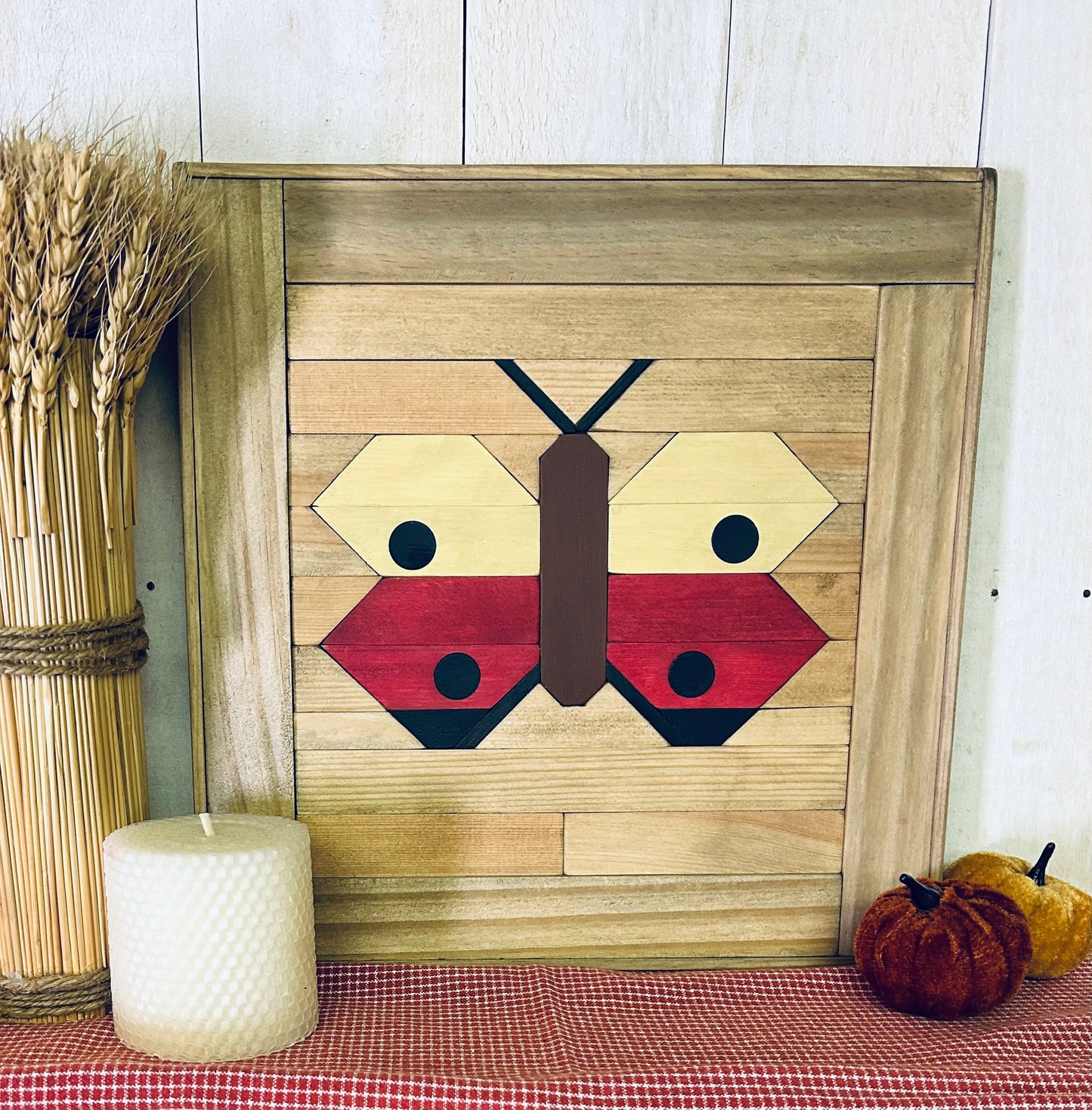 Handmade Butterfly Barn Quilt | Rustic Farmhouse Wood Wall Art