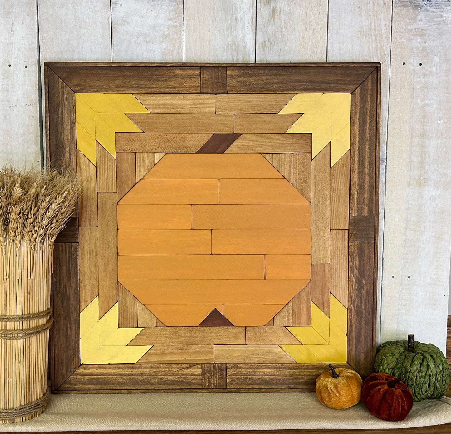 Pumpkin Barn Quilt | Handmade Wood Fall Farmhouse Wall Art