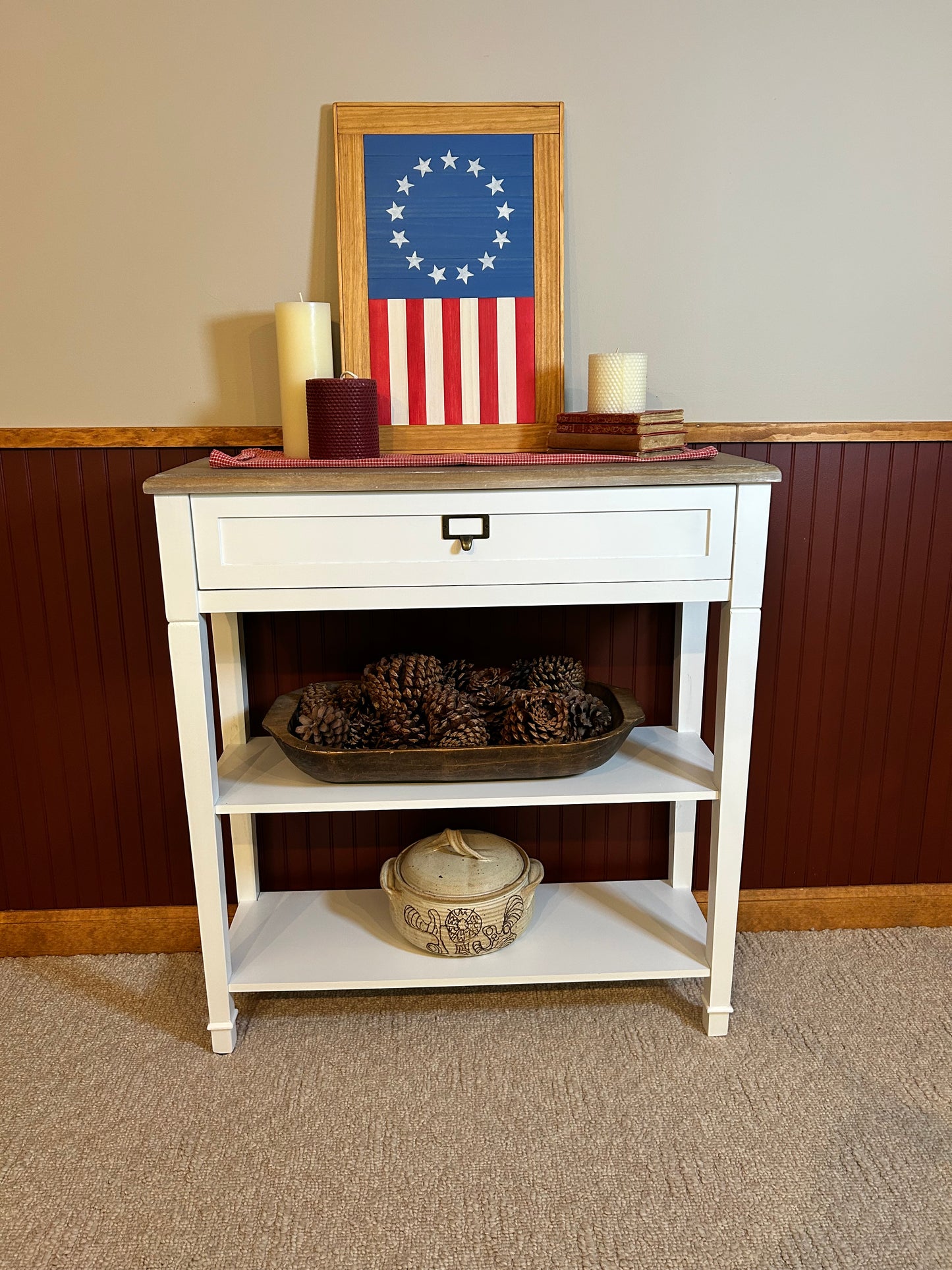 Betsy Ross Flag Barn Quilt | Handmade Patriotic Wood Wall Art