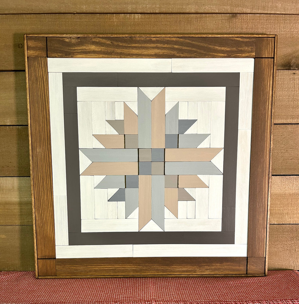 Handmade Barn Quilt Wall Art – Rustic Wooden Quilt Decor | Neutral Farmhouse Home Decor