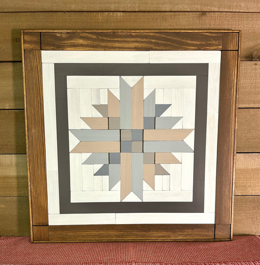 Handmade Barn Quilt Wall Art – Rustic Wooden Quilt Decor | Neutral Farmhouse Home Decor