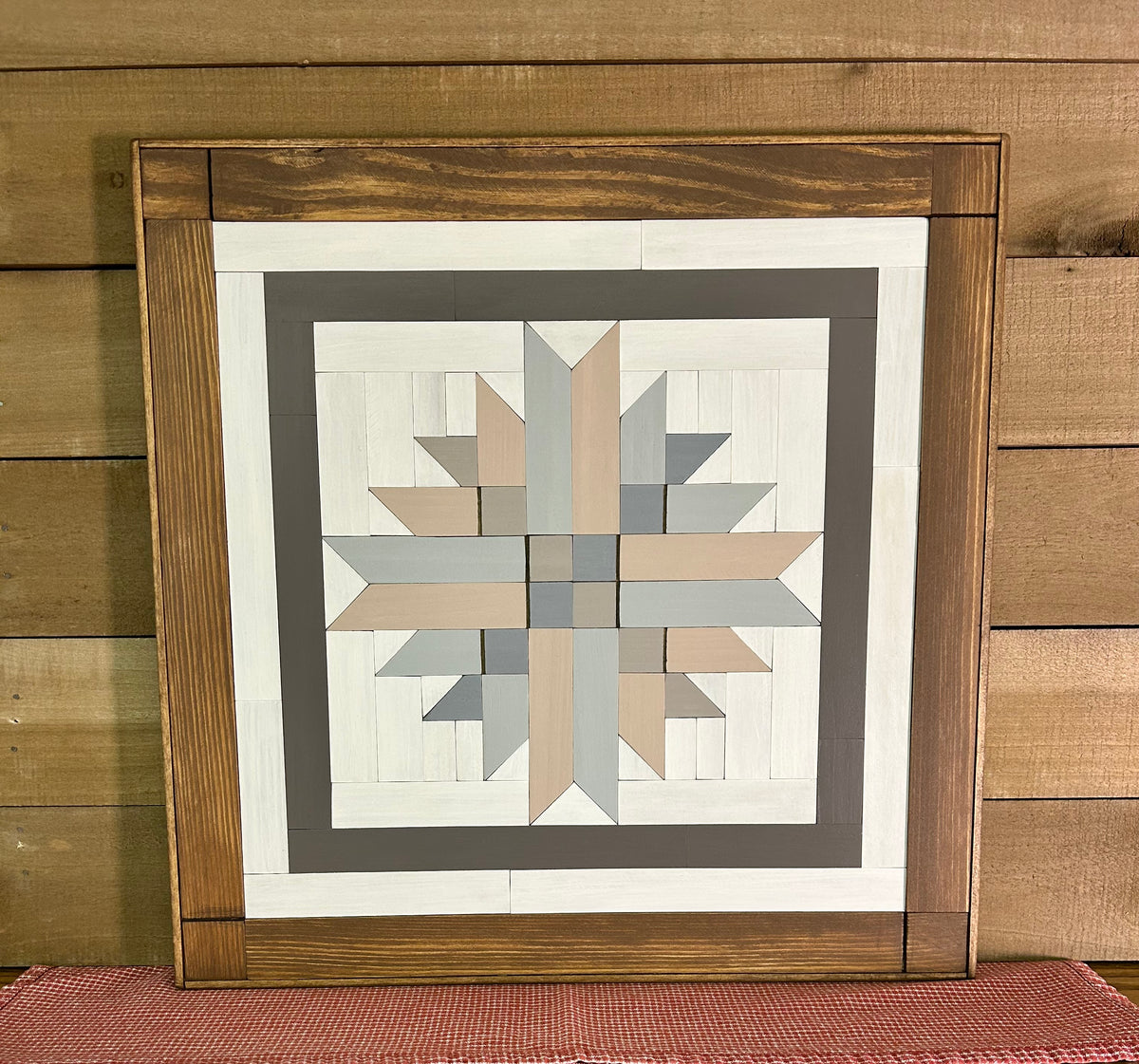 Handmade Barn Quilt Wall Art – Rustic Wooden Quilt Decor | Neutral Farmhouse Home Decor