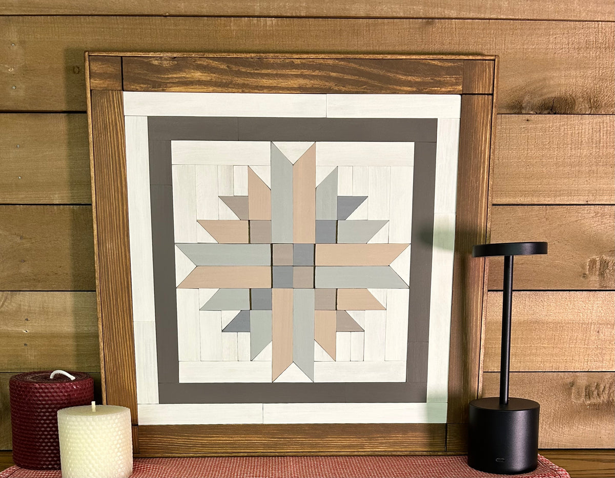 Handmade Barn Quilt Wall Art – Rustic Wooden Quilt Decor | Neutral Farmhouse Home Decor