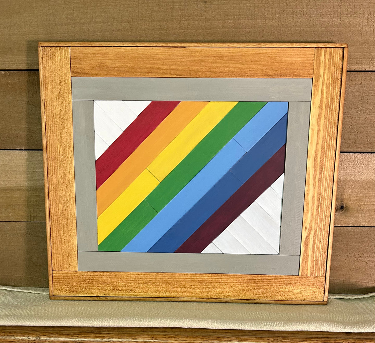 Rainbow Barn Quilt – Handmade Wooden Rainbow Wall Art