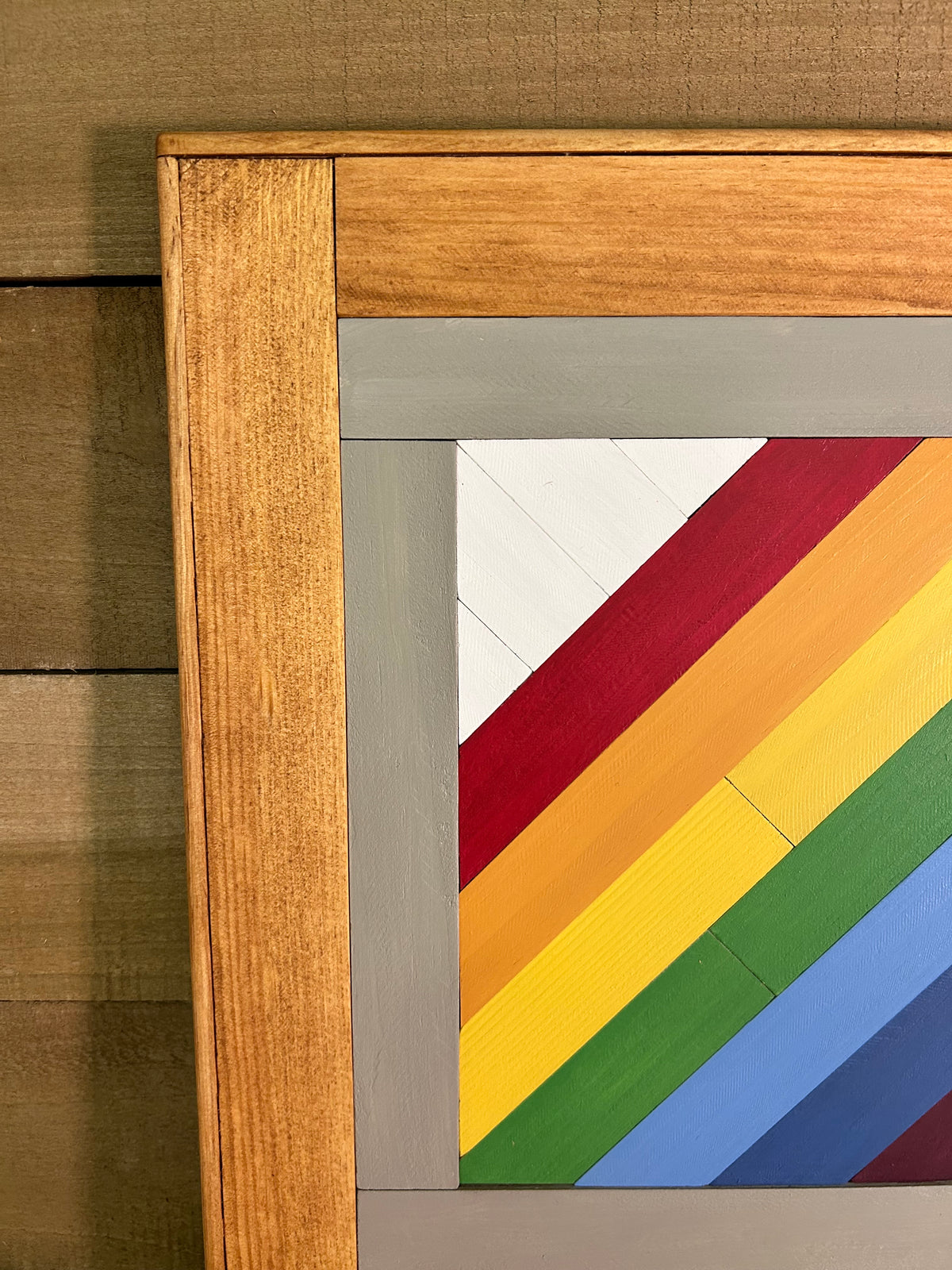 Rainbow Barn Quilt – Handmade Wooden Rainbow Wall Art