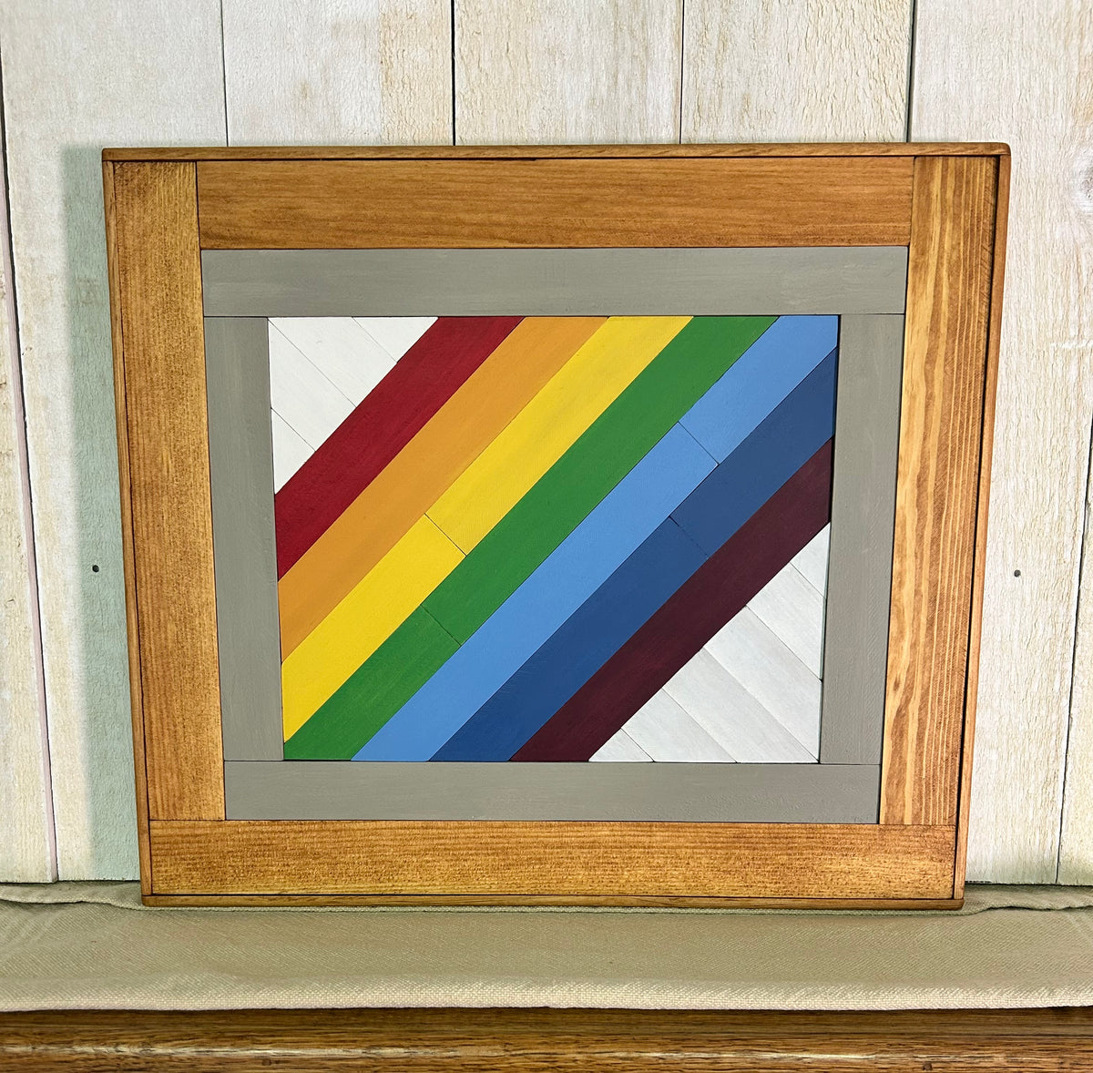 Rainbow Barn Quilt – Handmade Wooden Rainbow Wall Art