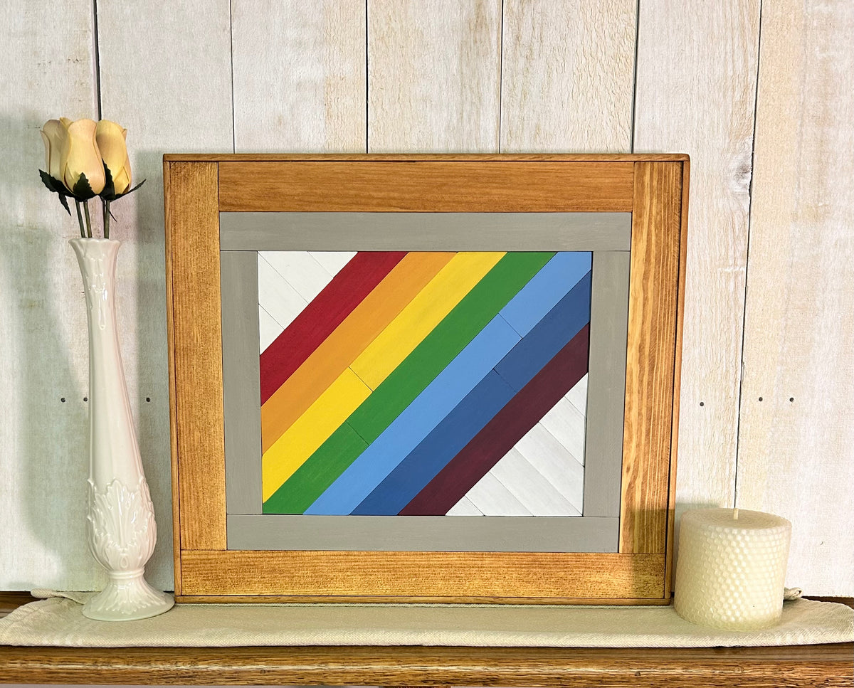 Rainbow Barn Quilt – Handmade Wooden Rainbow Wall Art