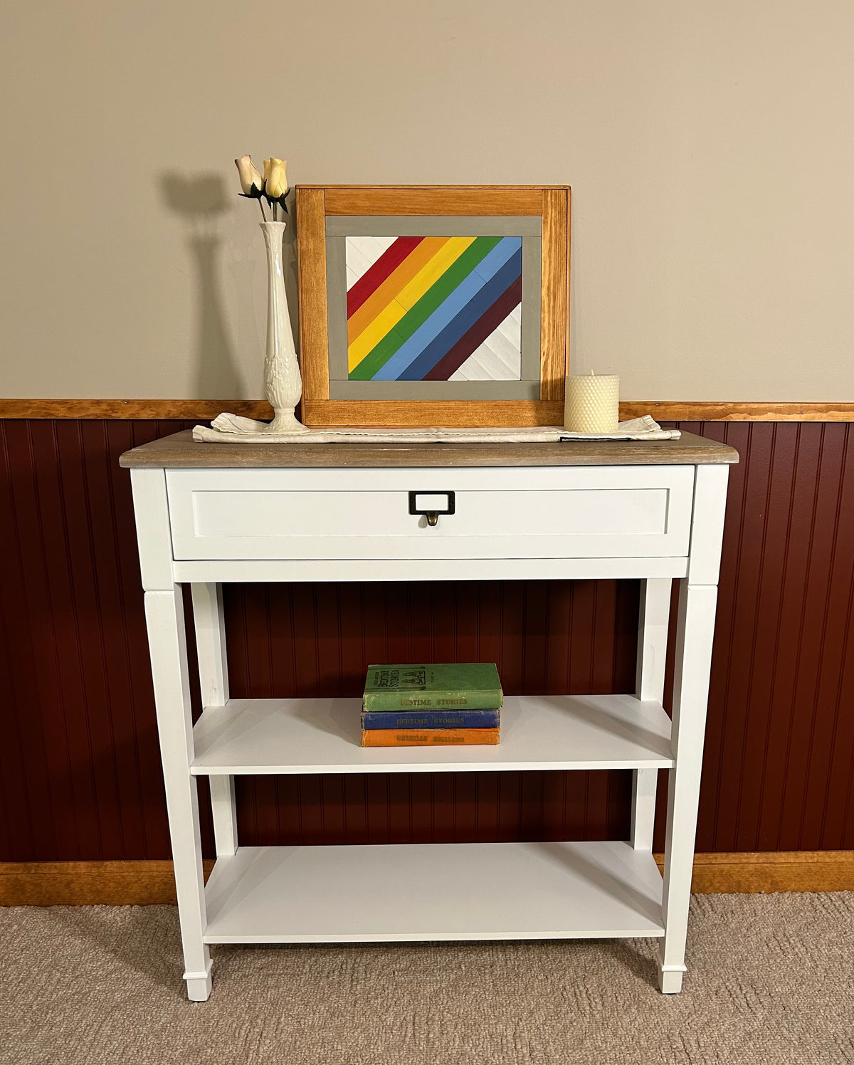 Rainbow Barn Quilt – Handmade Wooden Rainbow Wall Art