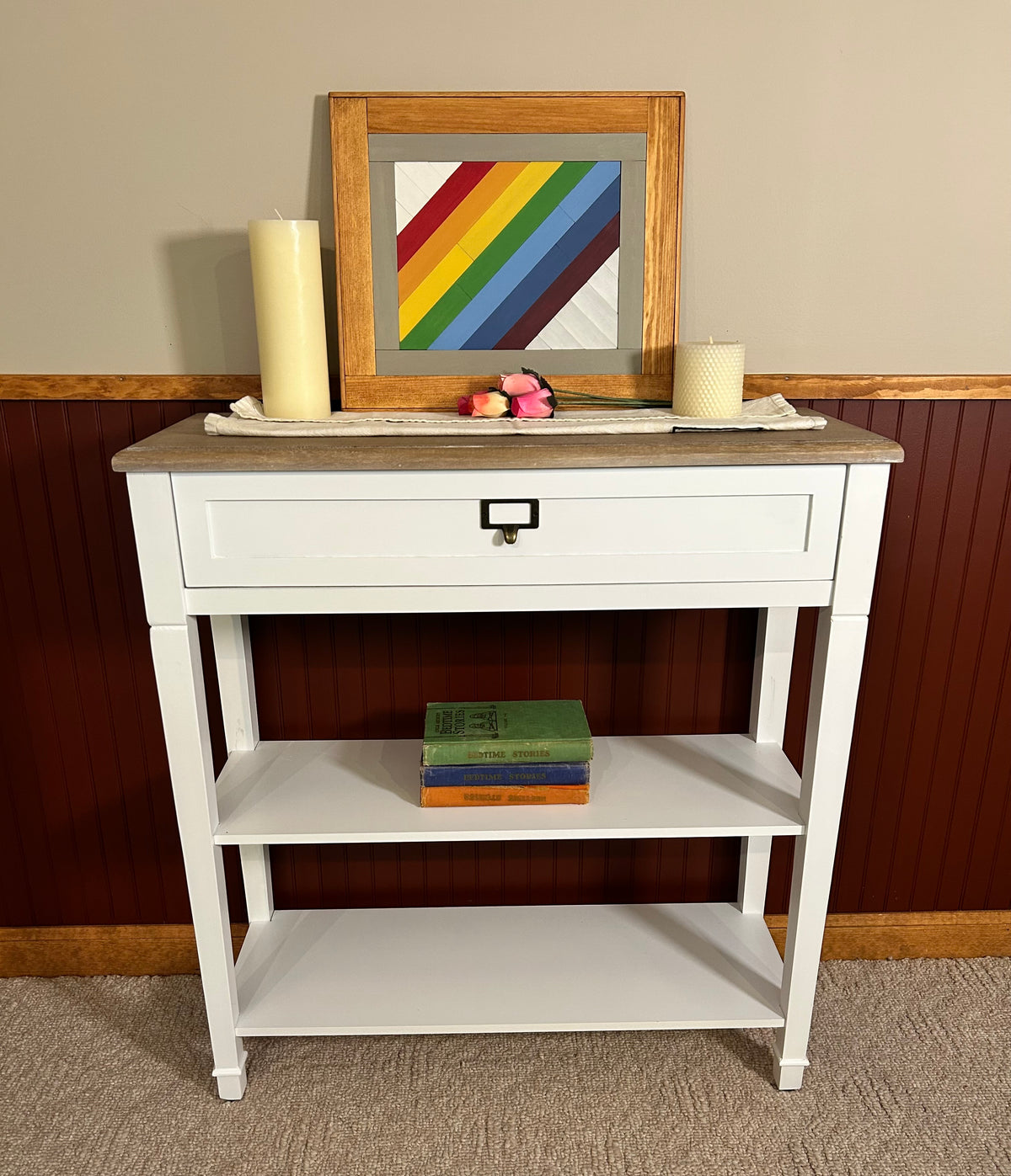 Rainbow Barn Quilt – Handmade Wooden Rainbow Wall Art